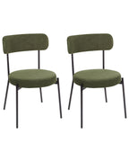 Set of 2 Dining Chairs ALLISON Boucle Dark Green