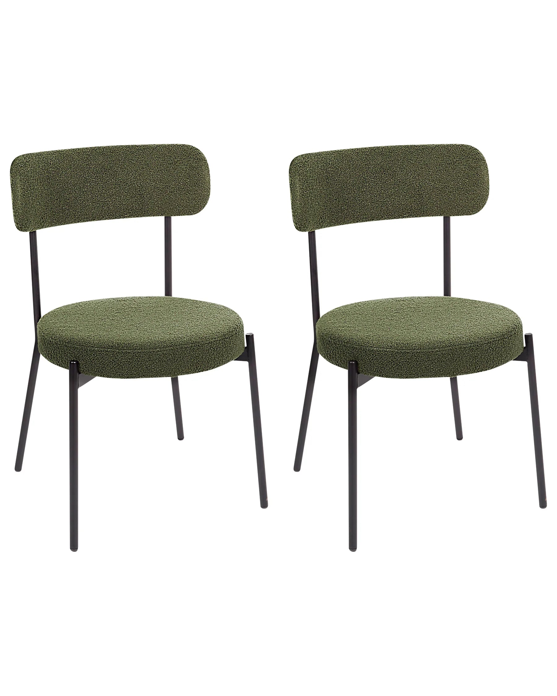 Set of 2 Dining Chairs ALLISON Boucle Dark Green
