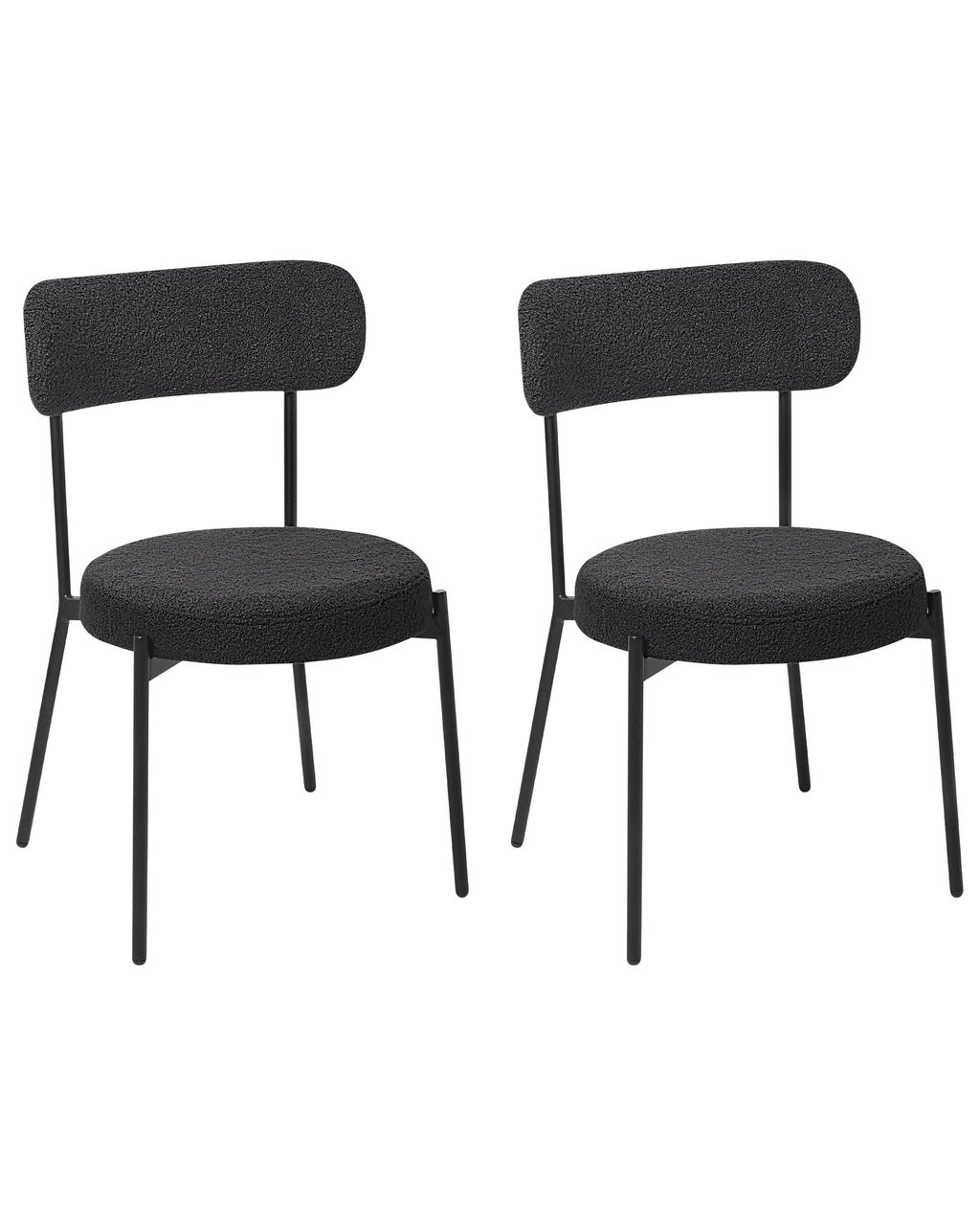 Set of 2 Dining Chairs ALLISON Boucle Black