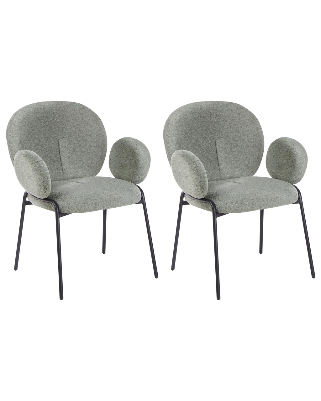 Set of 2 Dining Chairs ELY Boucle Light Green