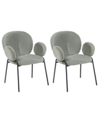 Set of 2 Dining Chairs ELY Boucle Light Green