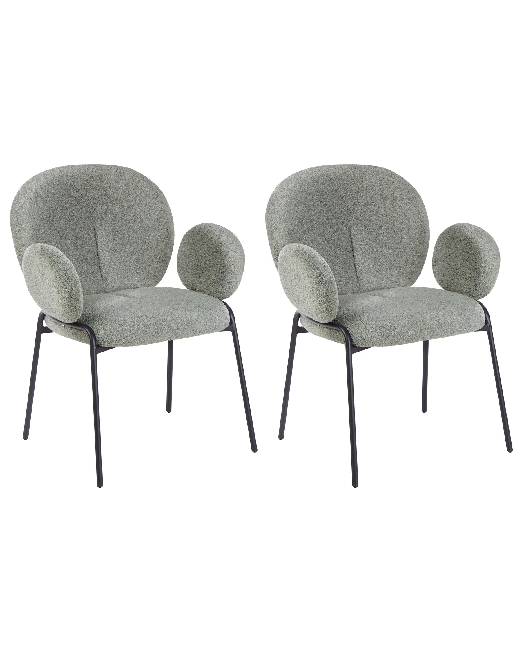 Set of 2 Dining Chairs ELY Boucle Light Green