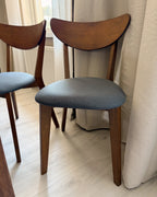 Set of 2 Dining Chairs ERIE Wood Dark Brown/ Grey