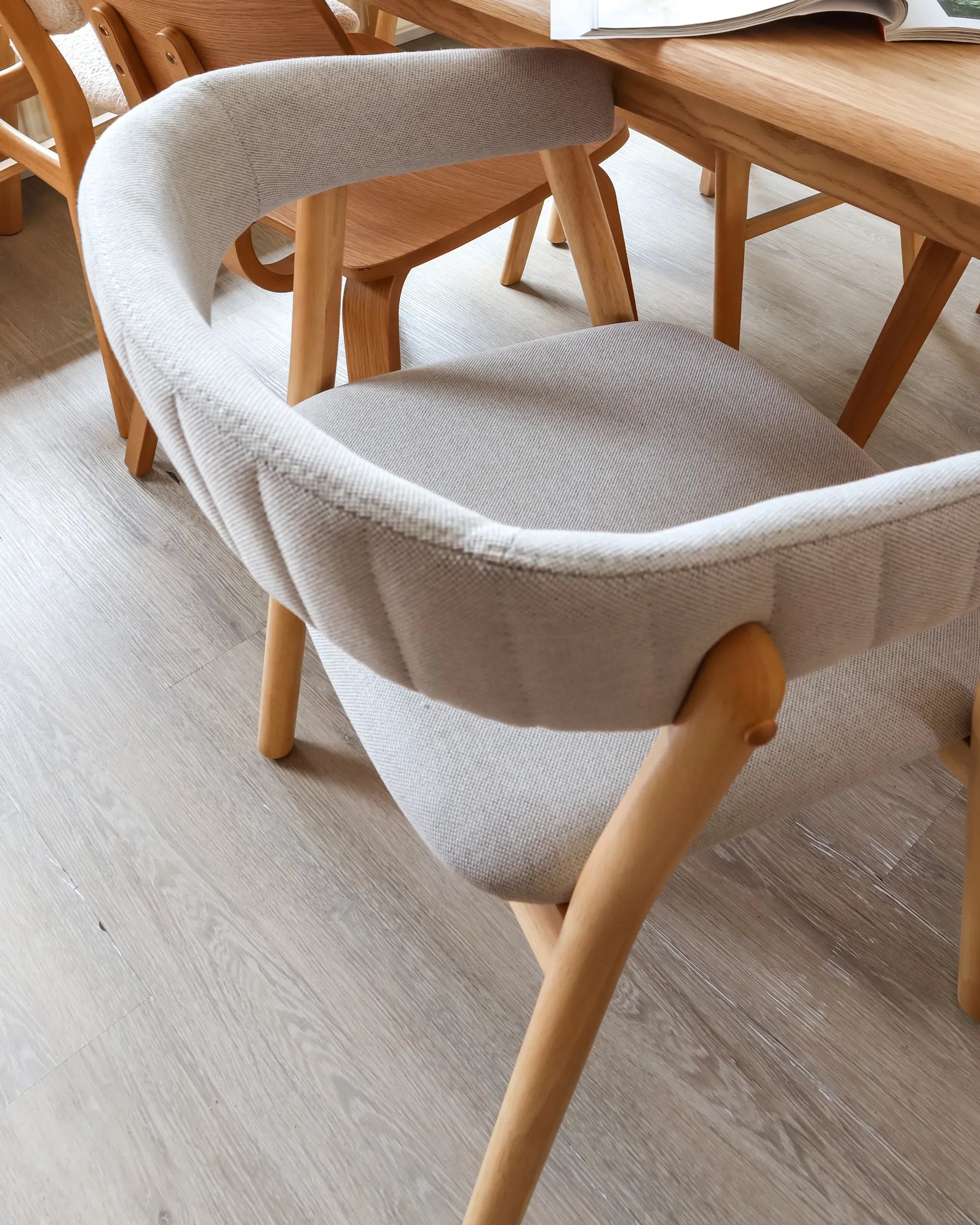 Set of 2 Dining Chairs MYLO Fabric Light Brown/ Grey