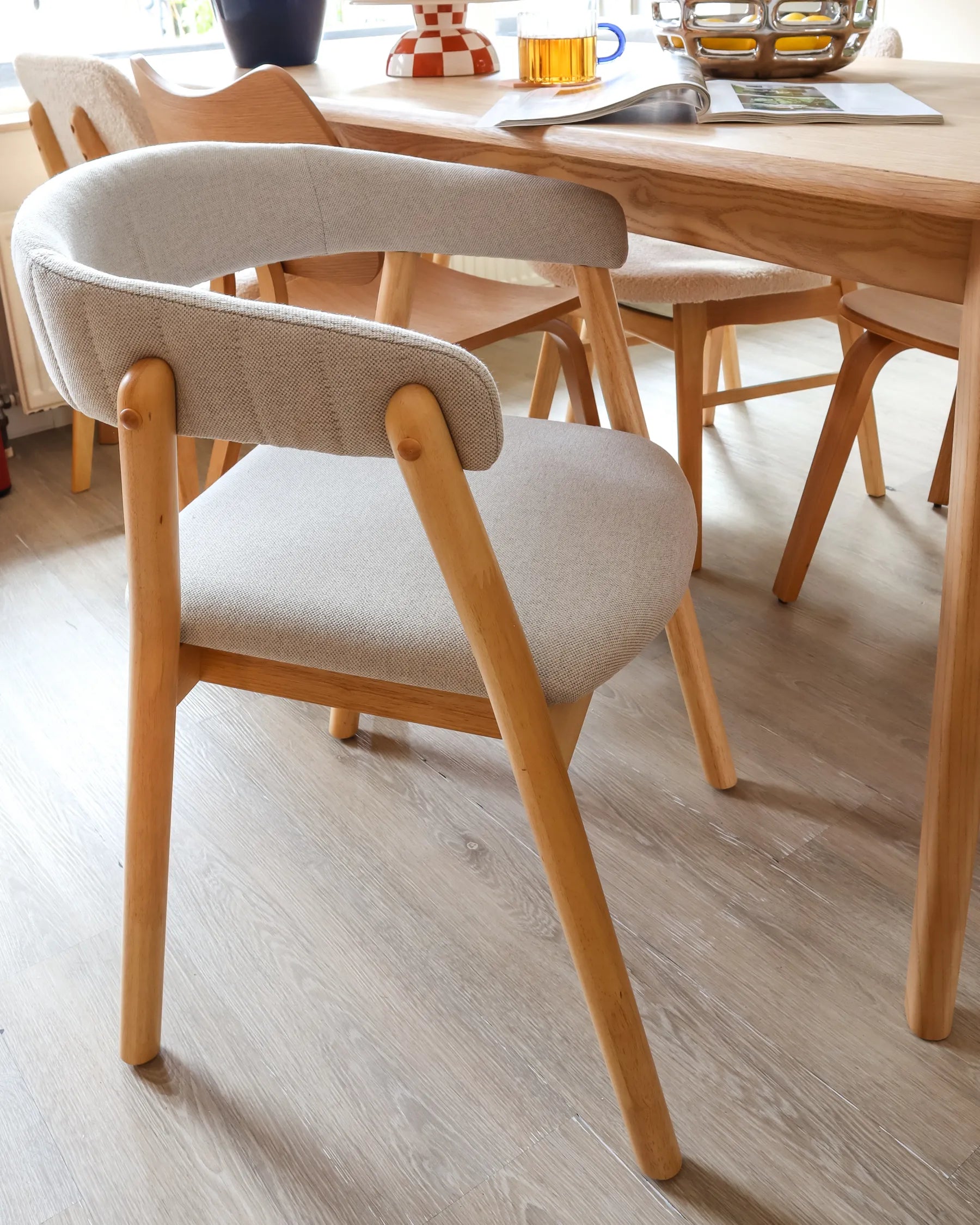 Set of 2 Dining Chairs MYLO Fabric Light Brown/ Grey