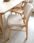 Set of 2 Dining Chairs ELAINE Boucle Light Brown/ Beige