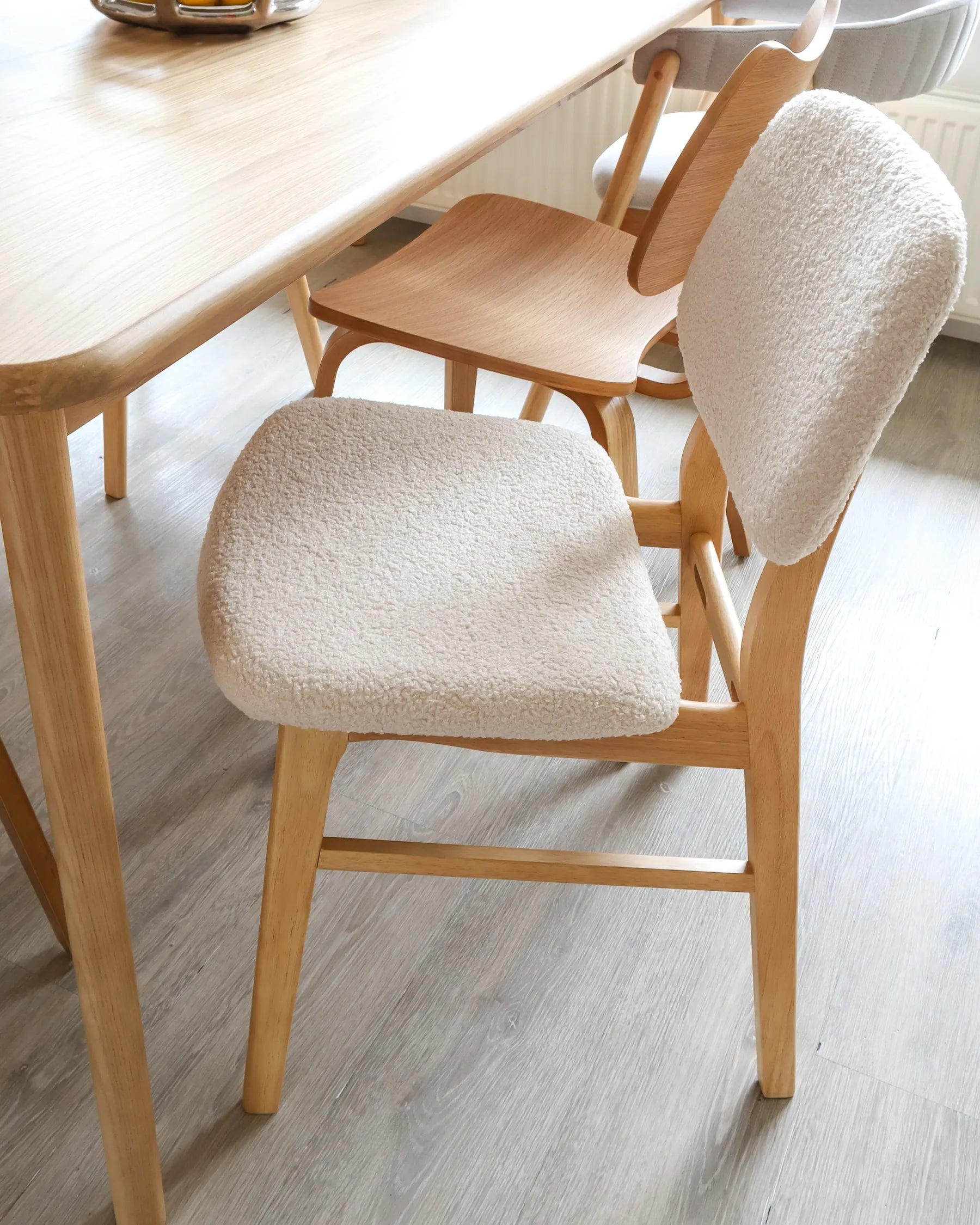 Set of 2 Dining Chairs ELAINE Boucle Light Brown/ Beige