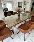 Set of 2 Dining Chairs MONEE Fabric Golden Brown