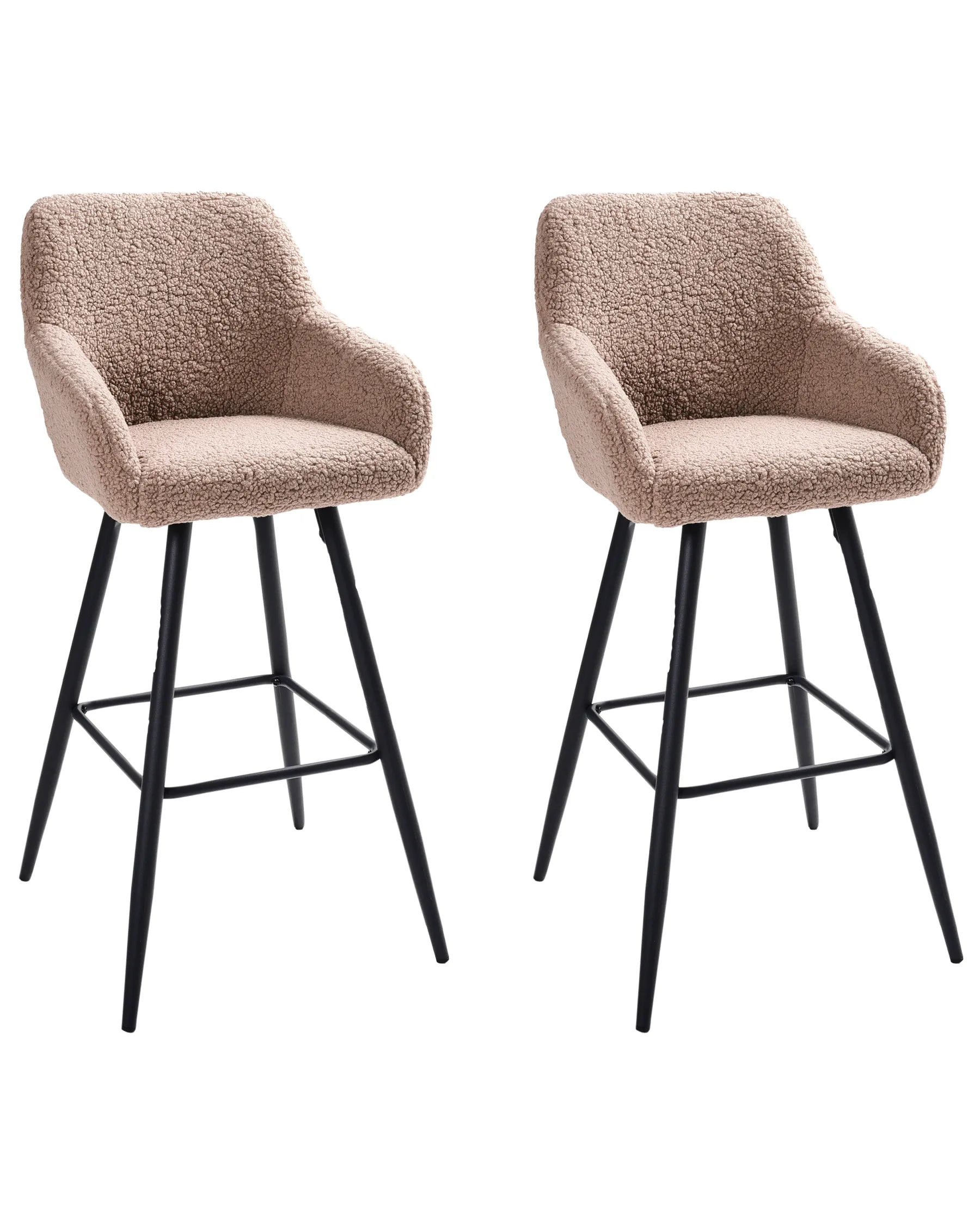 Set of 2 Bar Chairs CASMALIA Boucle Taupe