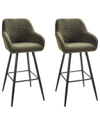 Set of 2 Bar Chairs CASMALIA Boucle Dark Green