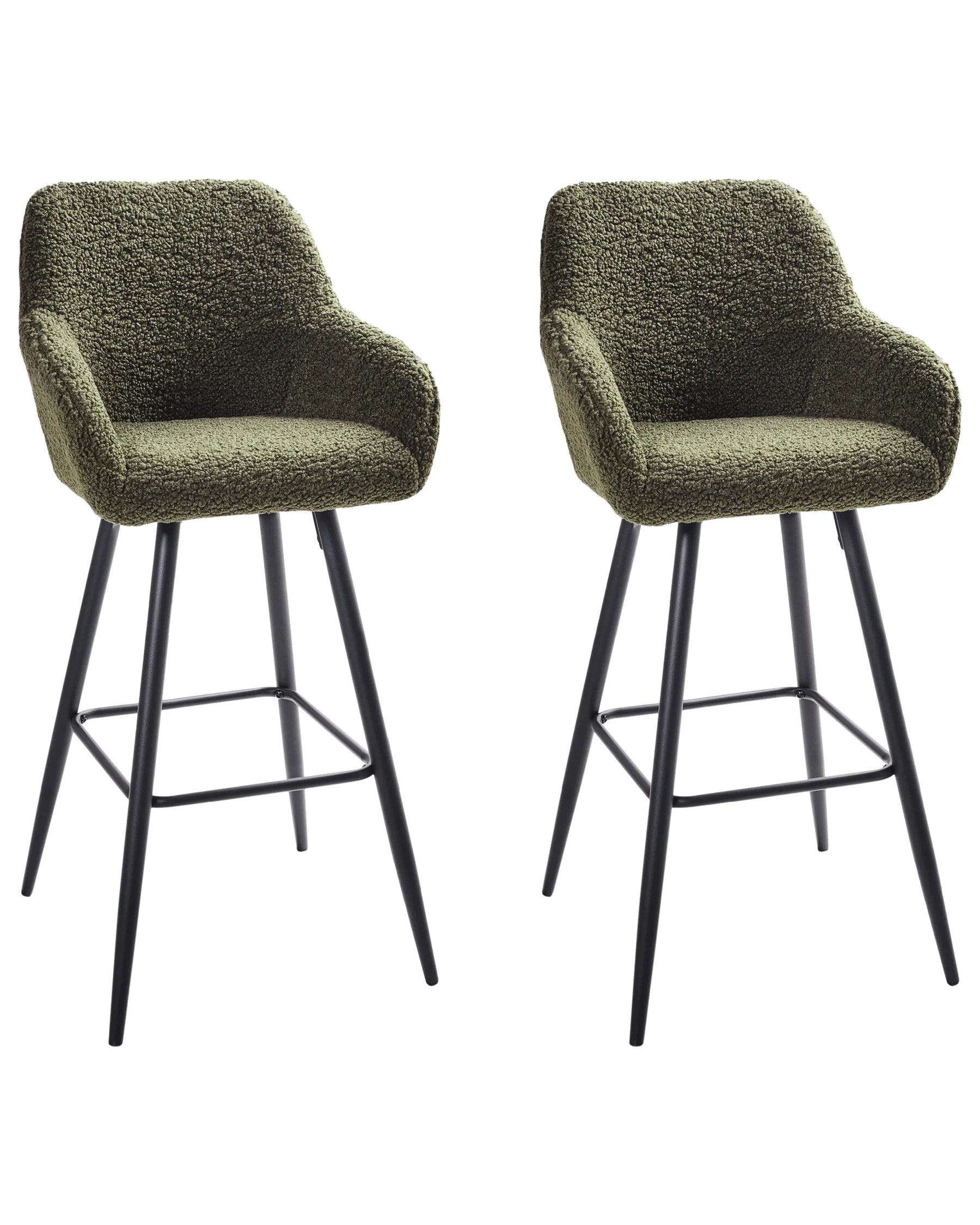 Set of 2 Bar Chairs CASMALIA Boucle Dark Green