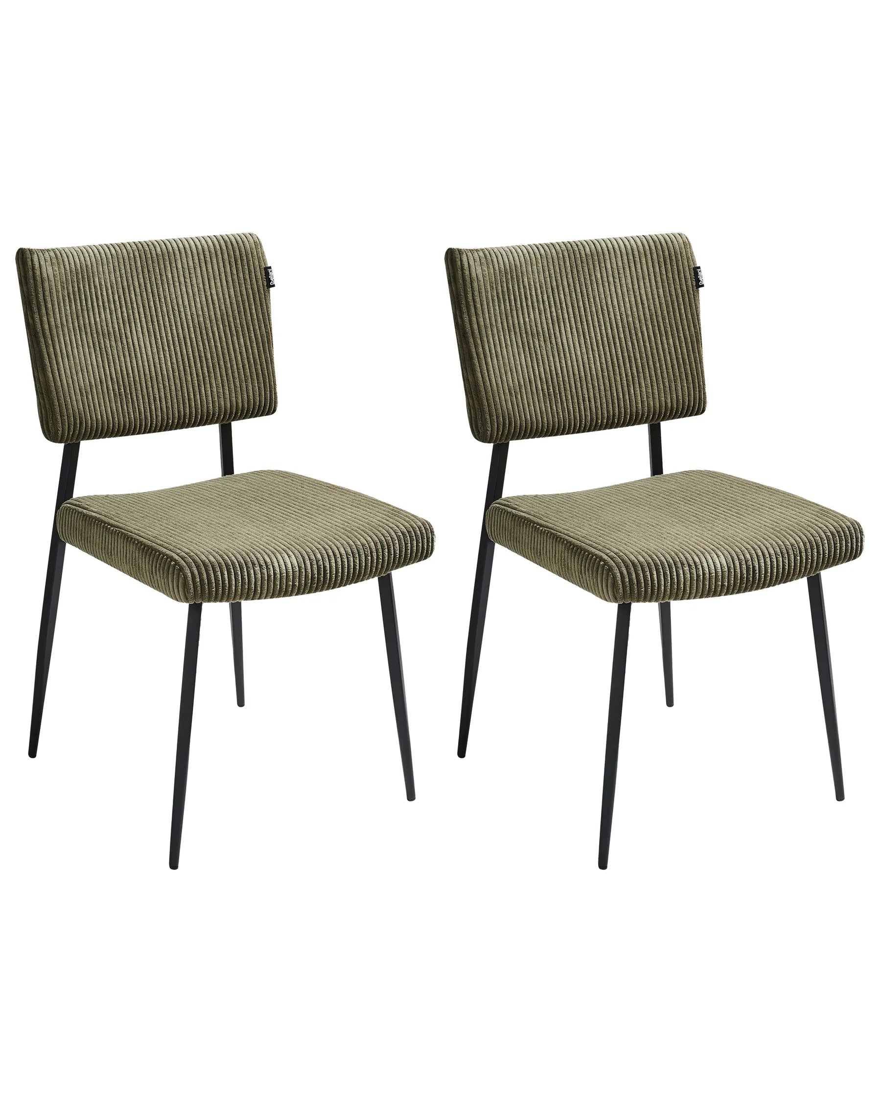 Set of 2 Dining Chairs STURGIS Corduroy Olive Green