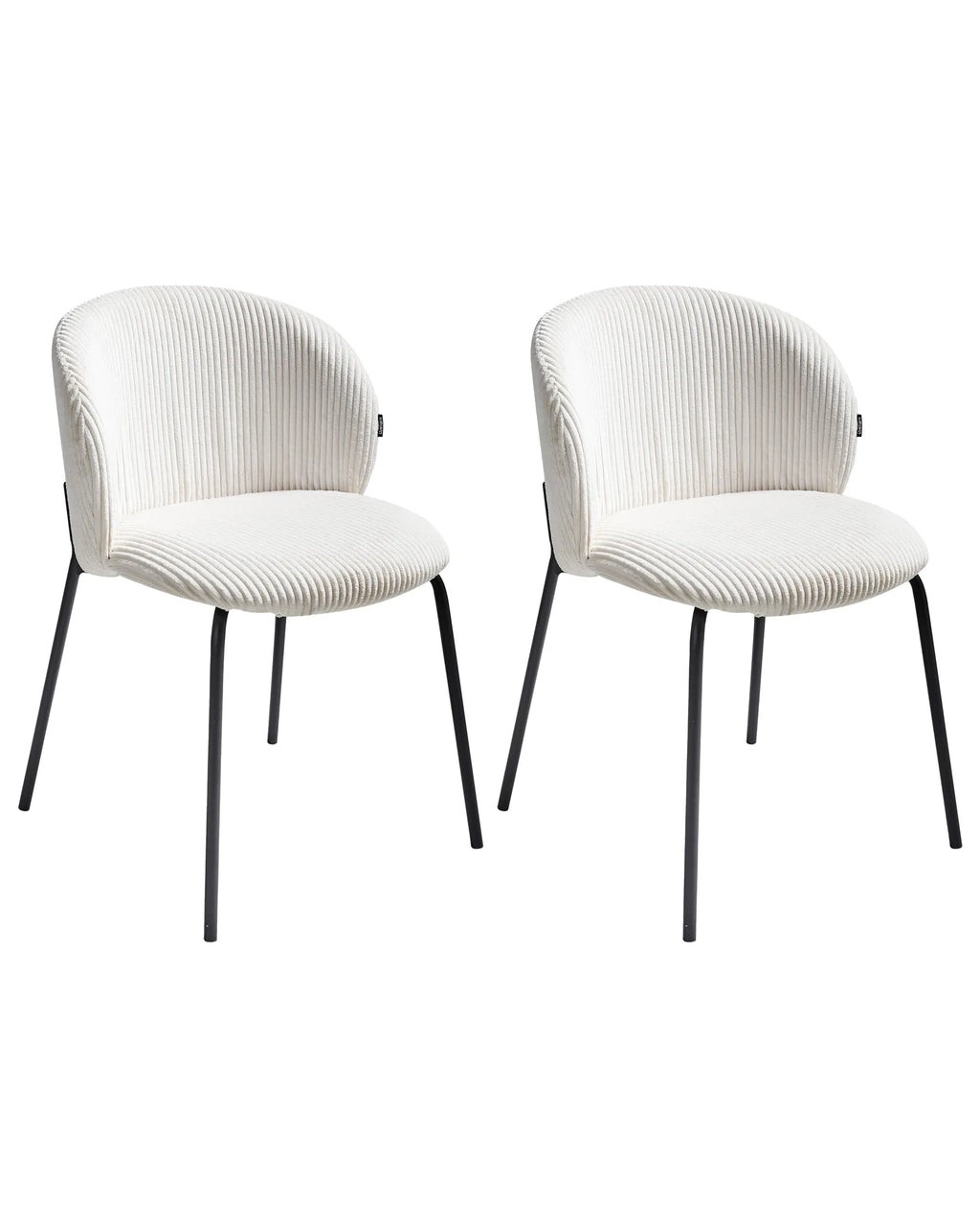 Set of 2 Dining Chairs MILES Corduroy Off-White