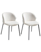 Set of 2 Dining Chairs MILES Corduroy Off-White