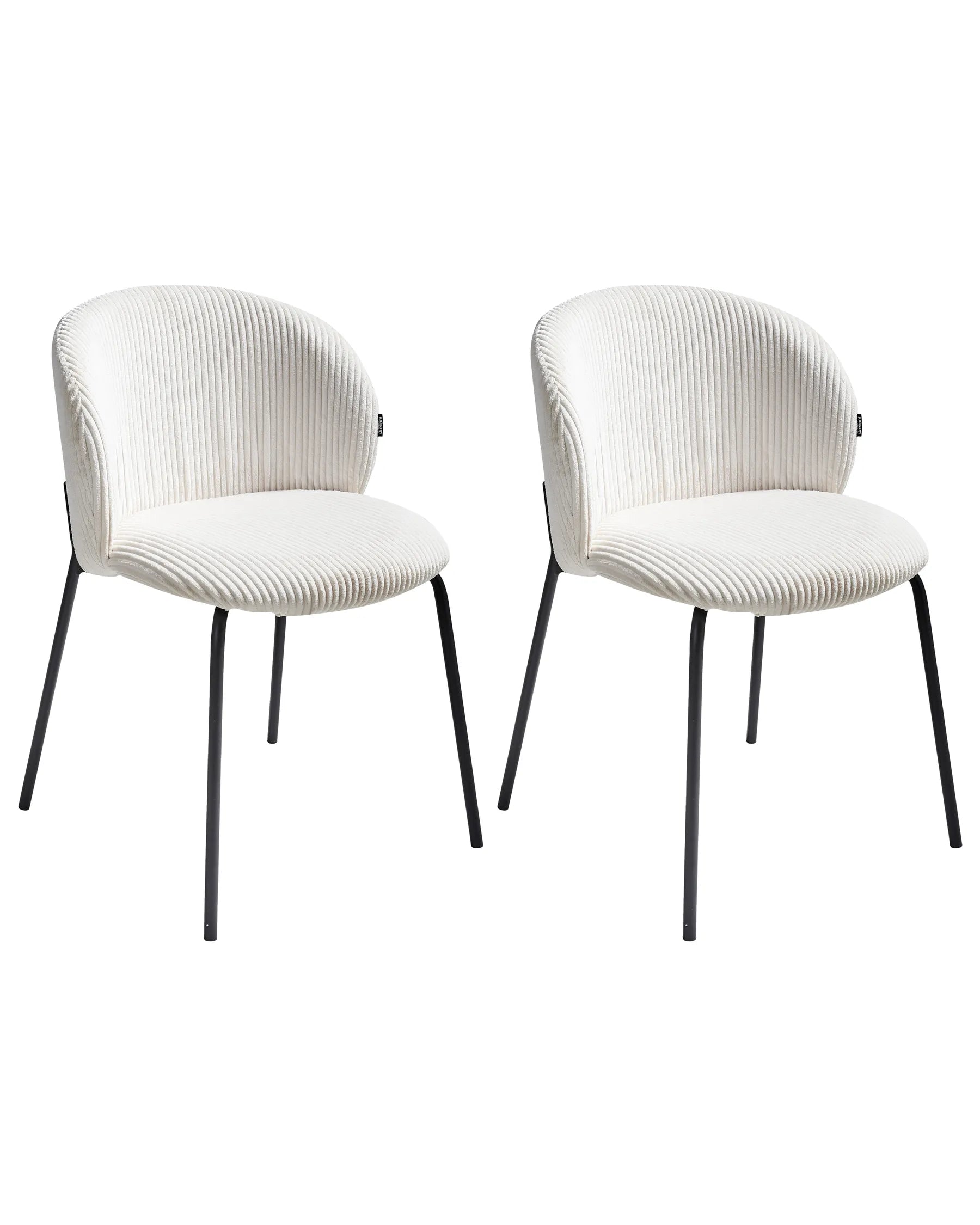 Set of 2 Dining Chairs MILES Corduroy Off-White