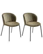 Set of 2 Dining Chairs MILES Corduroy Olive Green