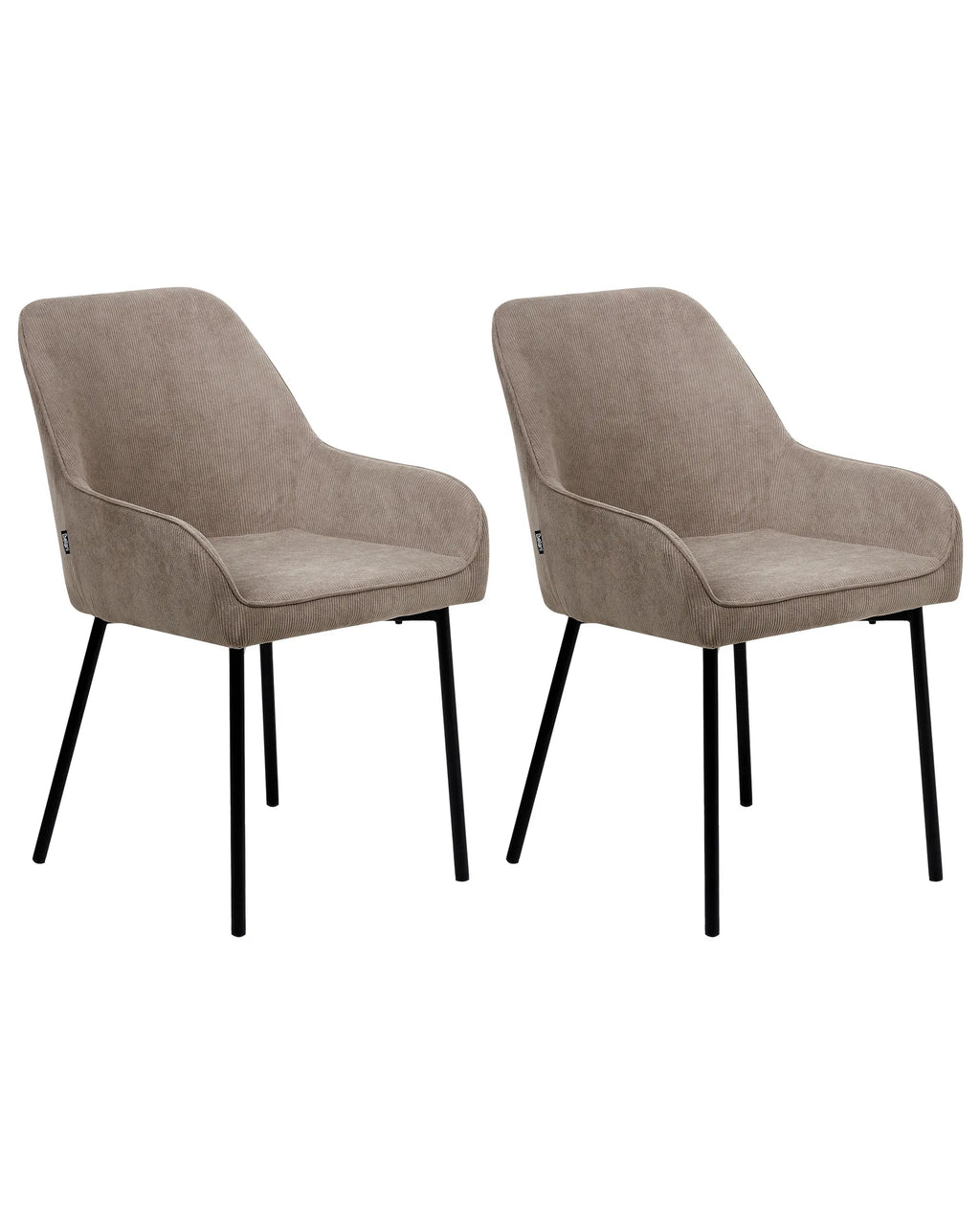 Set of 2 Dining Chairs LOVERNA Corduroy Beige
