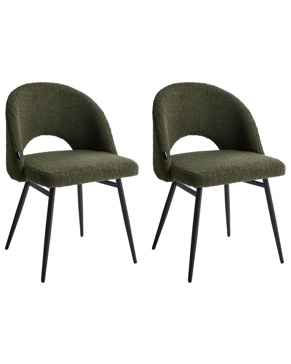 Set of 2 Dining Chairs ONAGA Boucle Dark Green