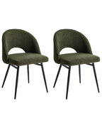 Set of 2 Dining Chairs ONAGA Boucle Dark Green