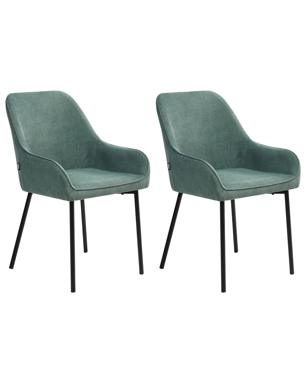 Set of 2 Dining Chairs LOVERNA Corduroy Green