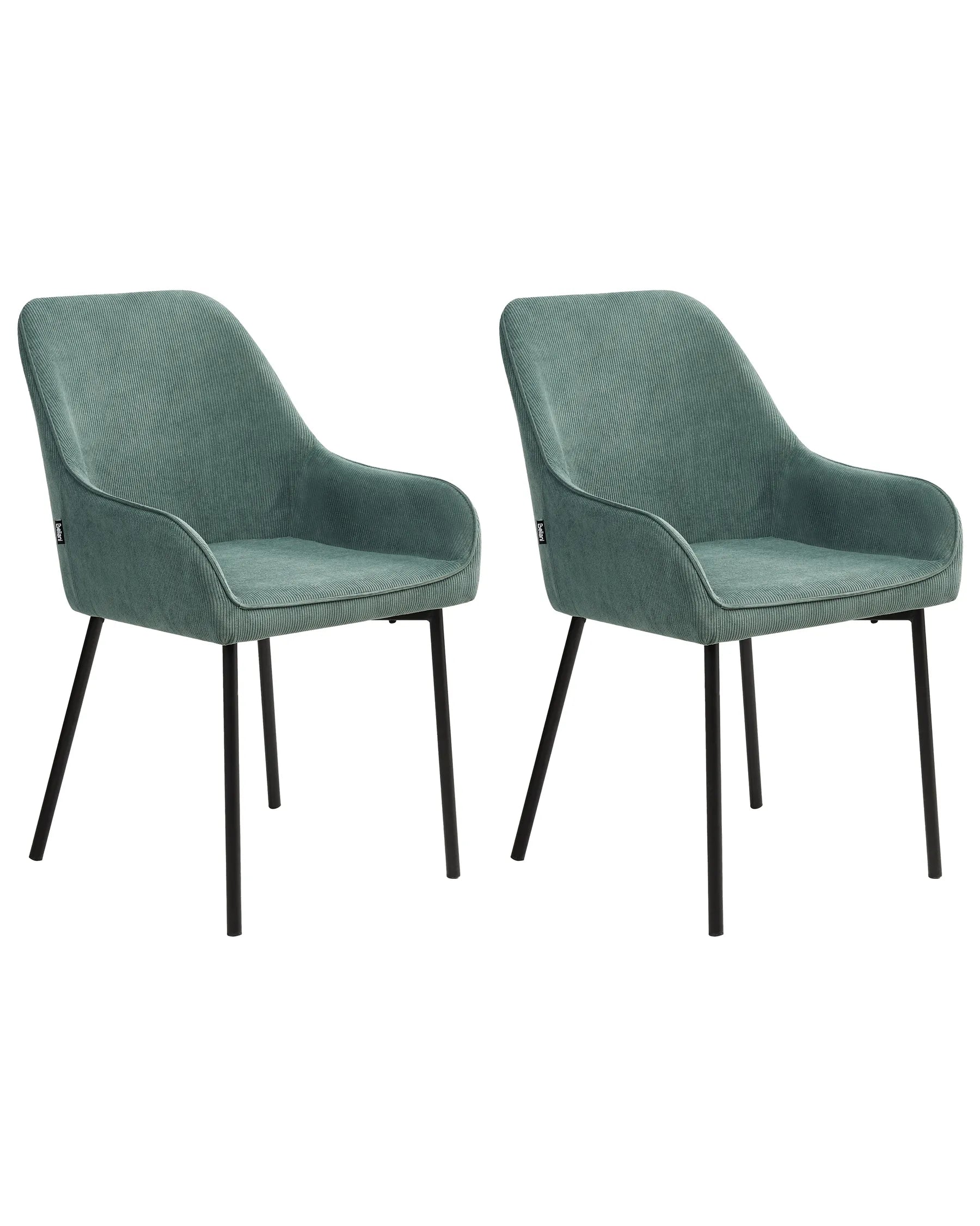 Set of 2 Dining Chairs LOVERNA Corduroy Green