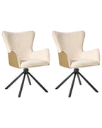 Set of 2 Dining Chairs Swivel NOVI Boucle Light Beige