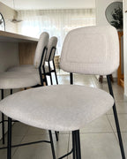 Set of 2 Bar Chairs DUETTE Faux Linen Taupe