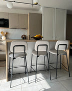 Set of 2 Bar Chairs DUETTE Faux Linen Taupe