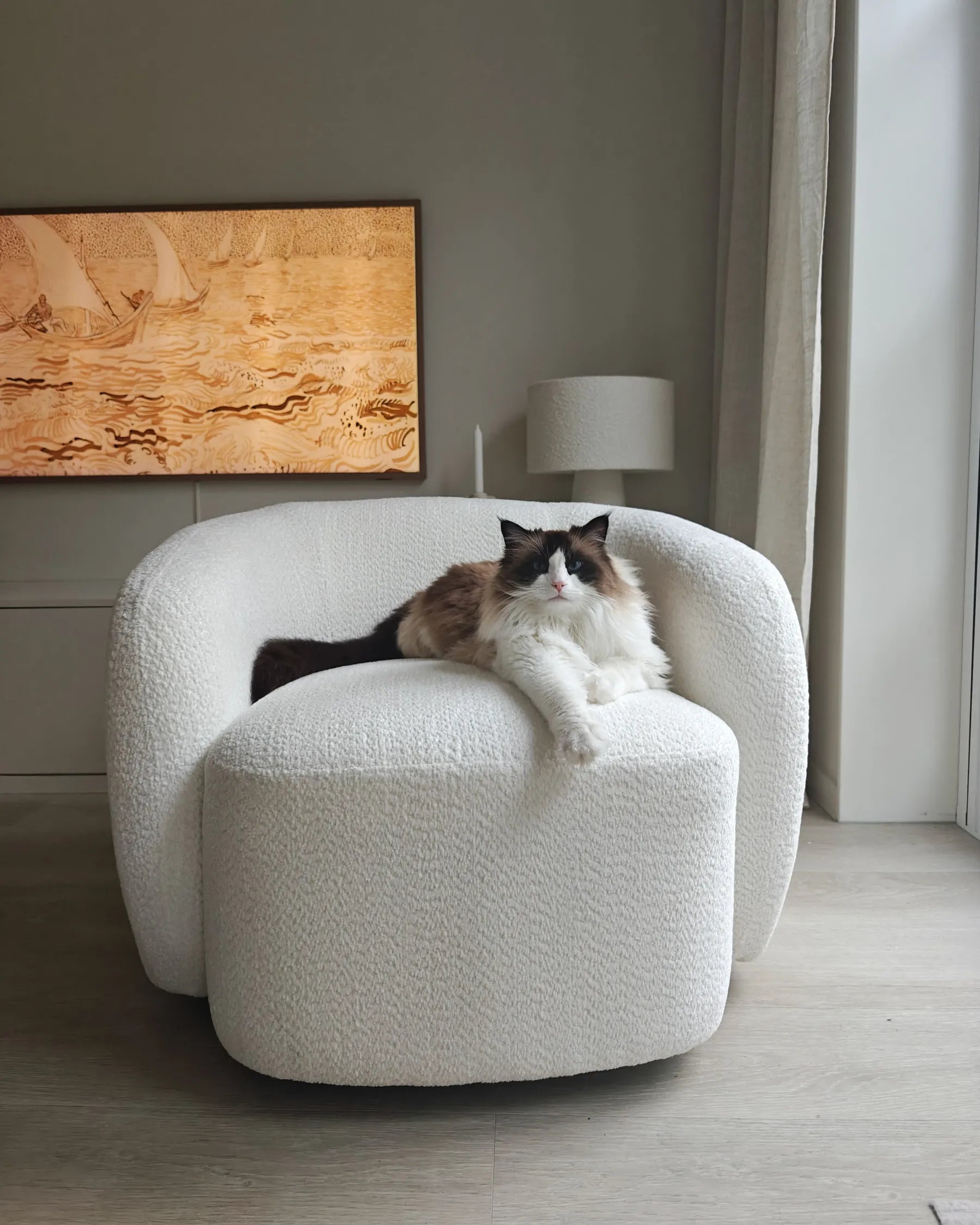 Swivel Armchair TORE Fabric Off-White
