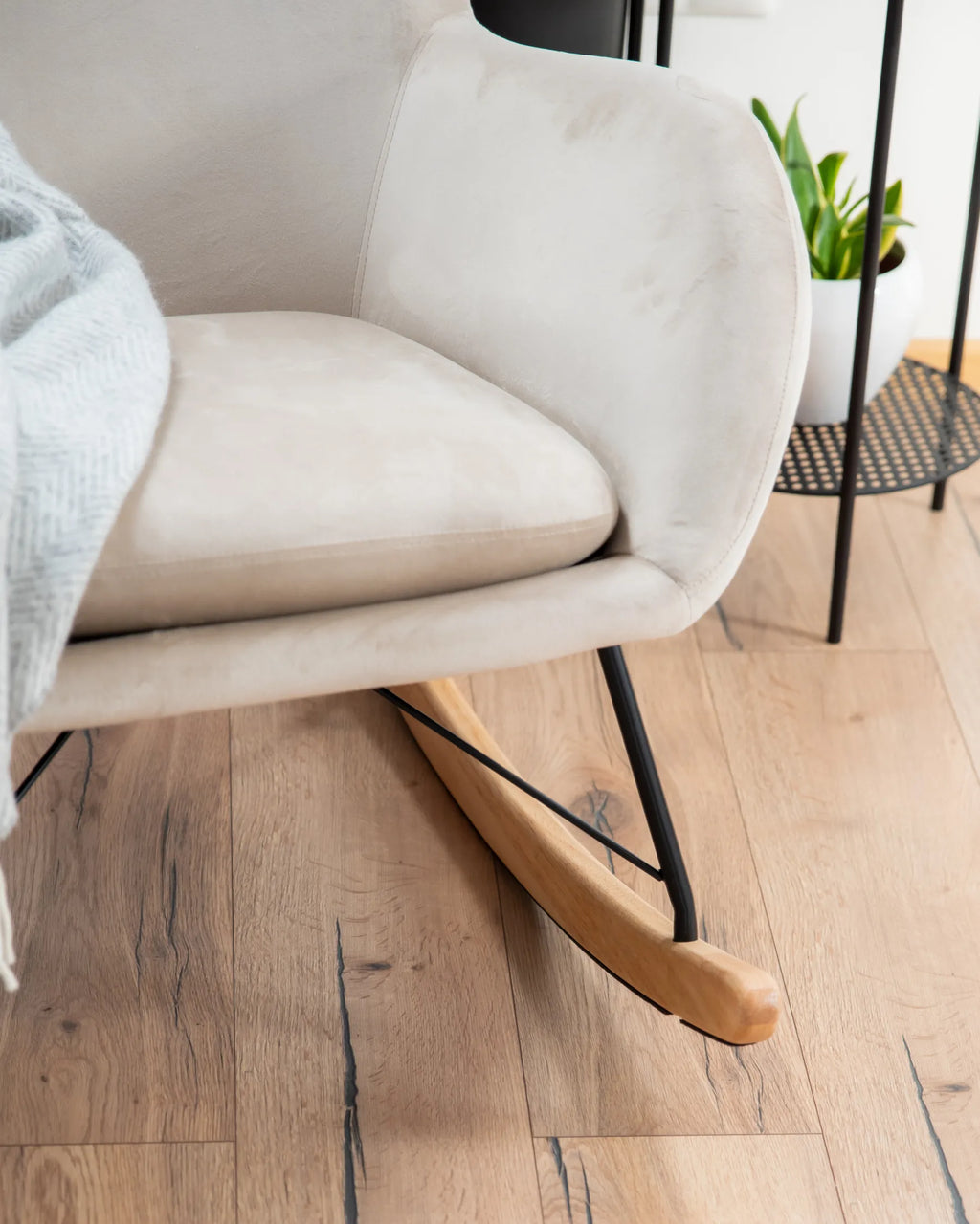 Rocking Chair ELLAN Velvet Beige