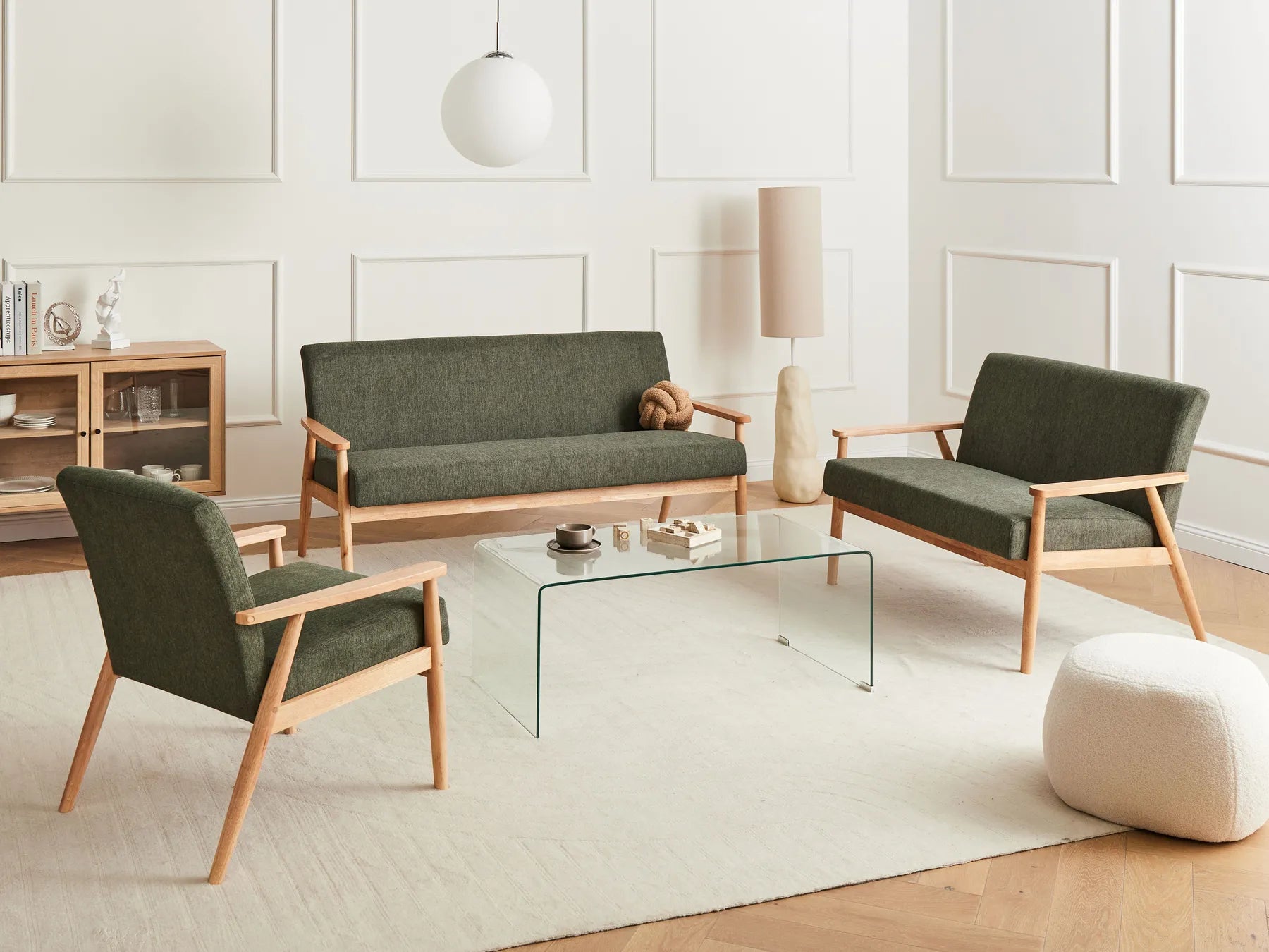 Armchair ESRUM Fabric Light Brown/ Green