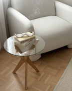Side Table VALLEY Tempered Glass Light Brown