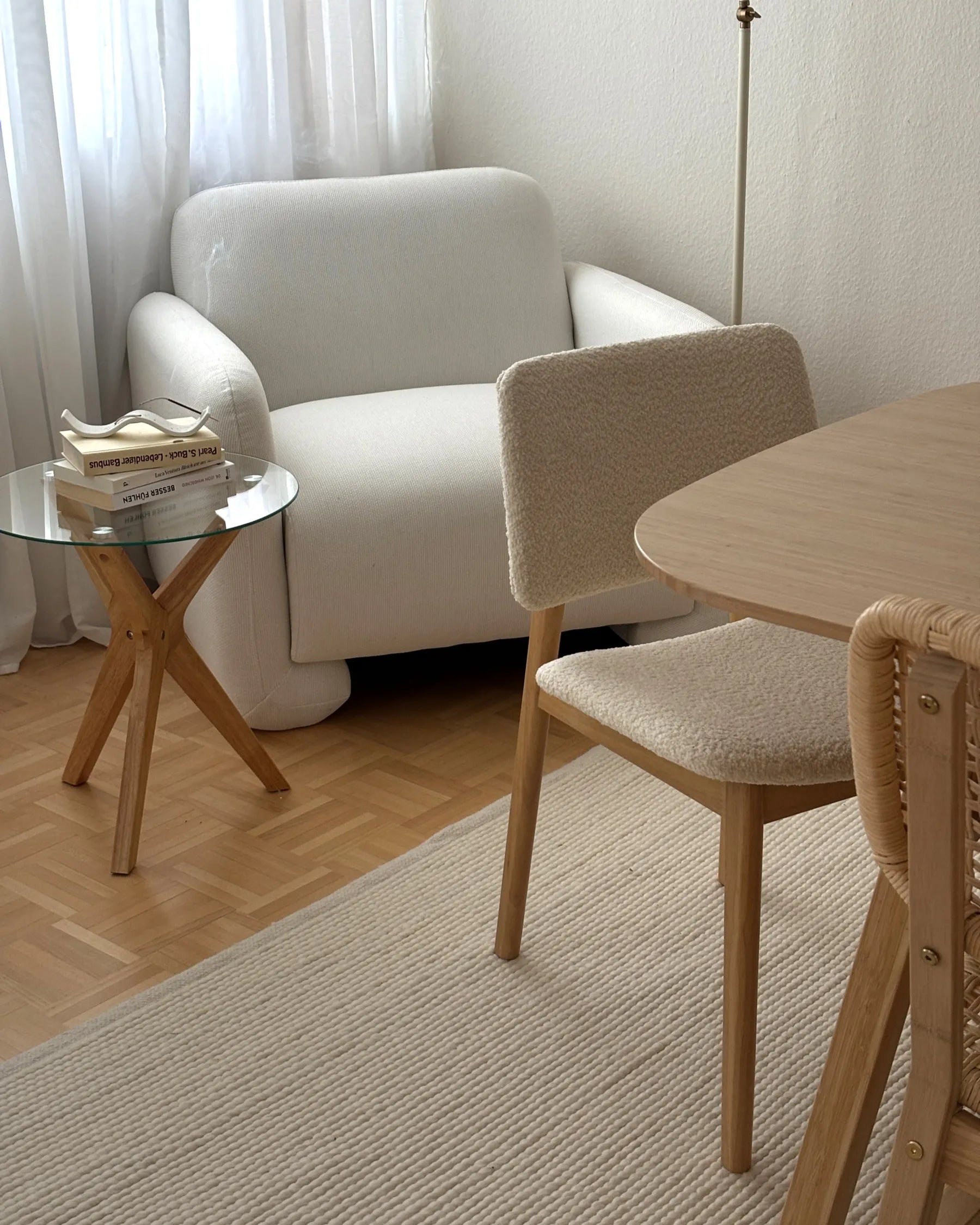 Set of 2 Dining Chairs BLANE Boucle Light Brown/ White