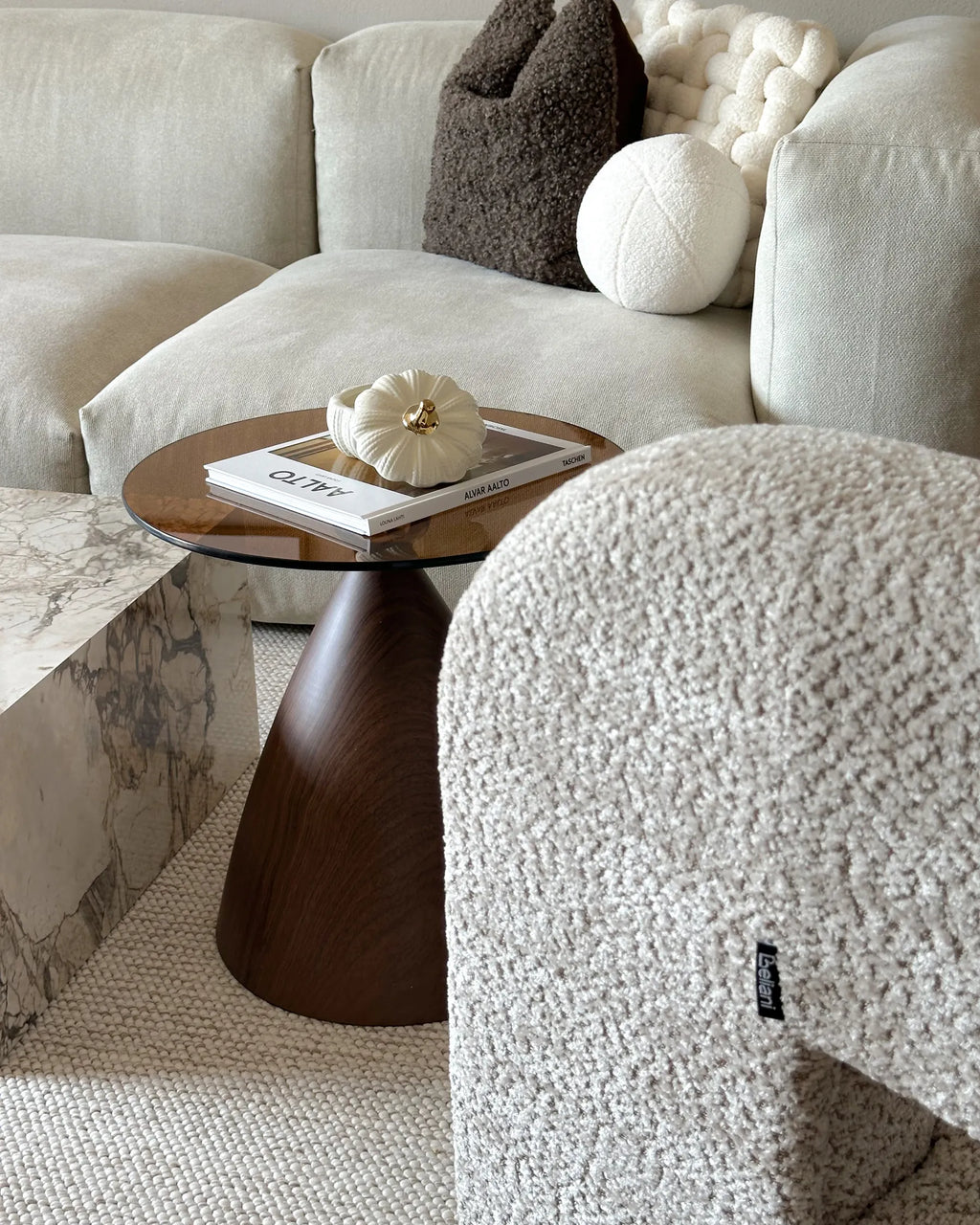 Side Table CORELLA Tempered Glass Brown