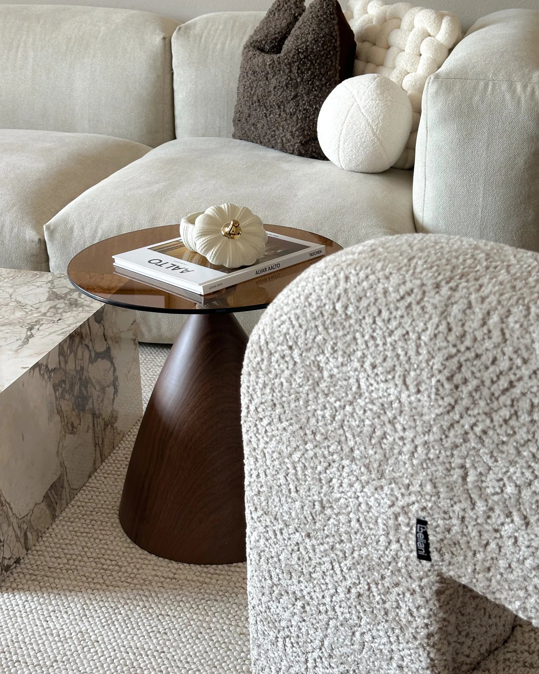 Side Table CORELLA Tempered Glass Brown