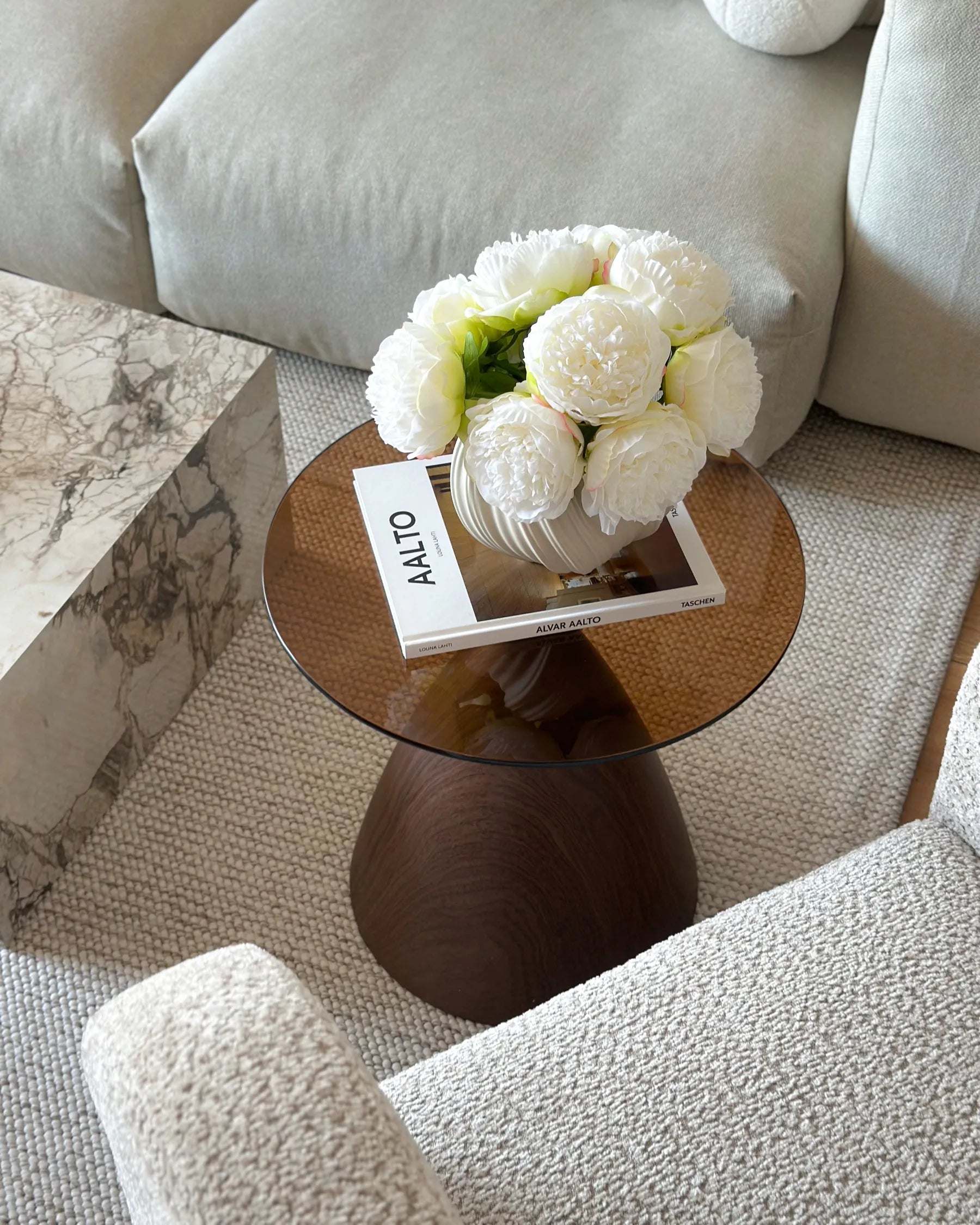 Side Table CORELLA Tempered Glass Brown