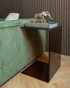 Side Table LOURDES Tempered Glass Brown