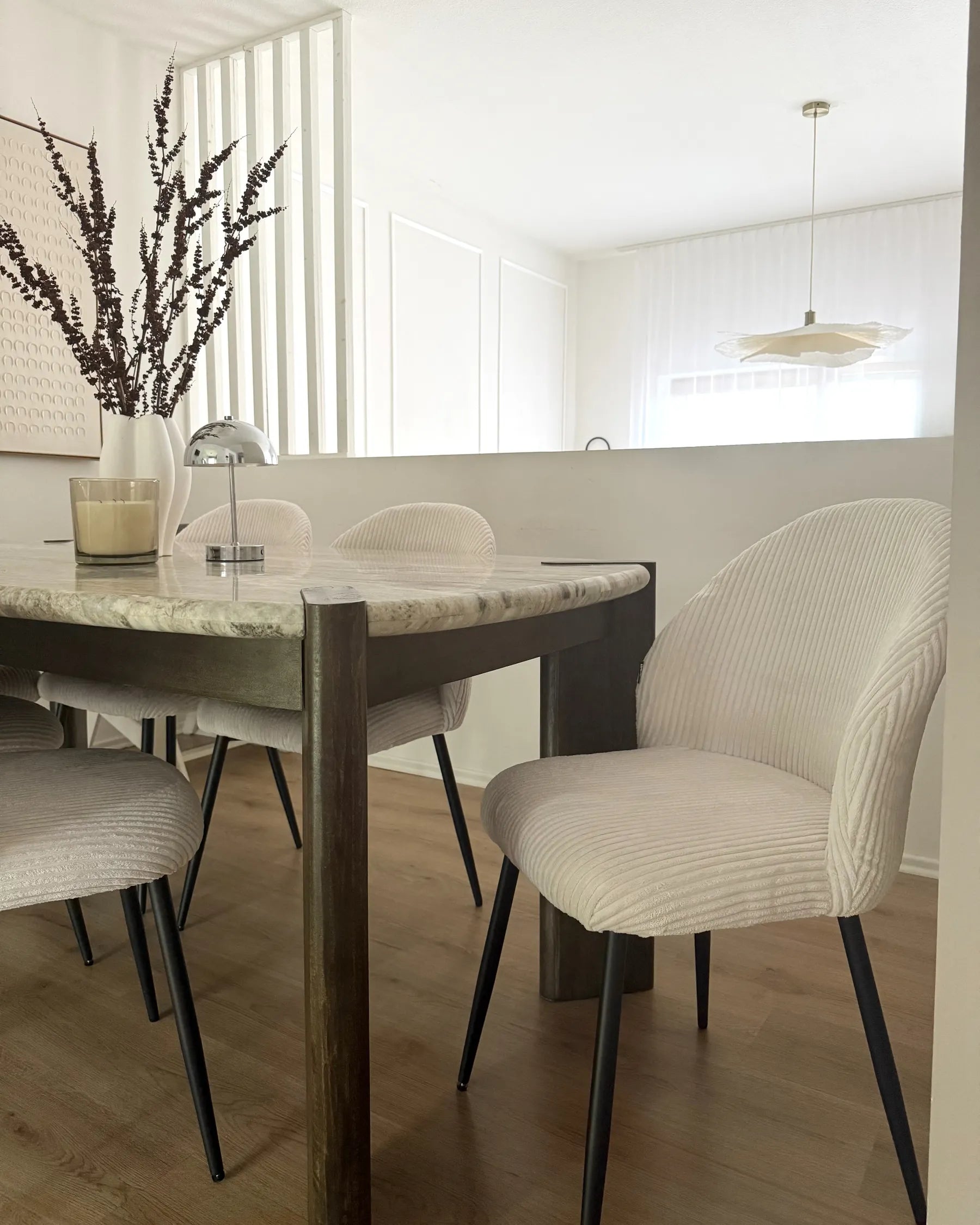 Set of 2 Dining Chairs ELOY Corduroy Off-White