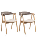 Set of 2 Dining Chairs DAY Fabric Light Brown/ Taupe