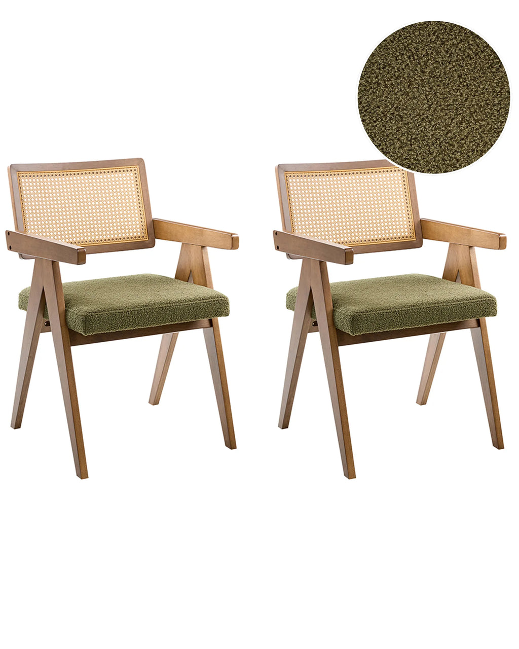 Set of 2 Dining Chairs AVA Wood Brown/ Green