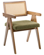 Set of 2 Dining Chairs AVA Wood Brown/ Green