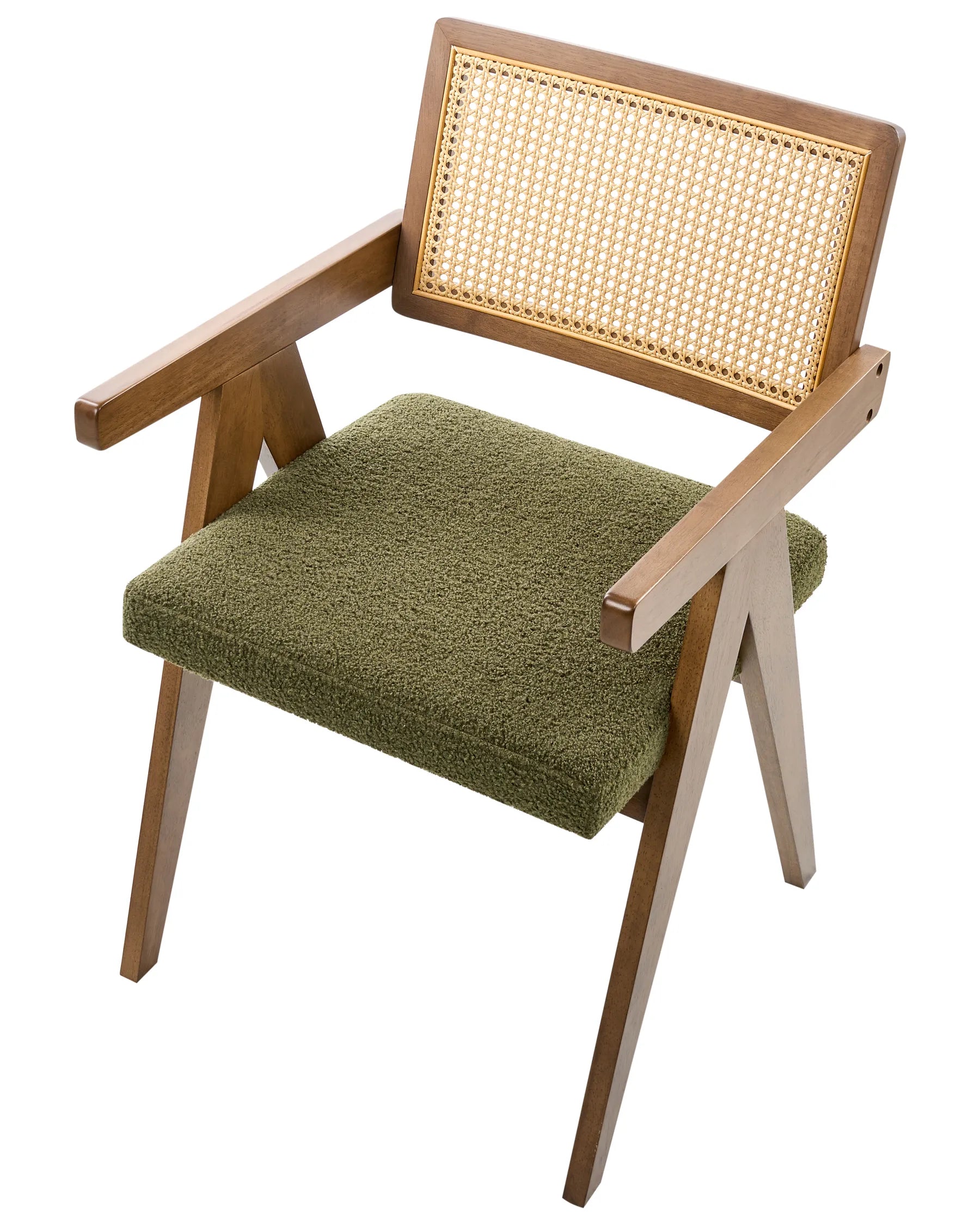 Set of 2 Dining Chairs AVA Wood Brown/ Green
