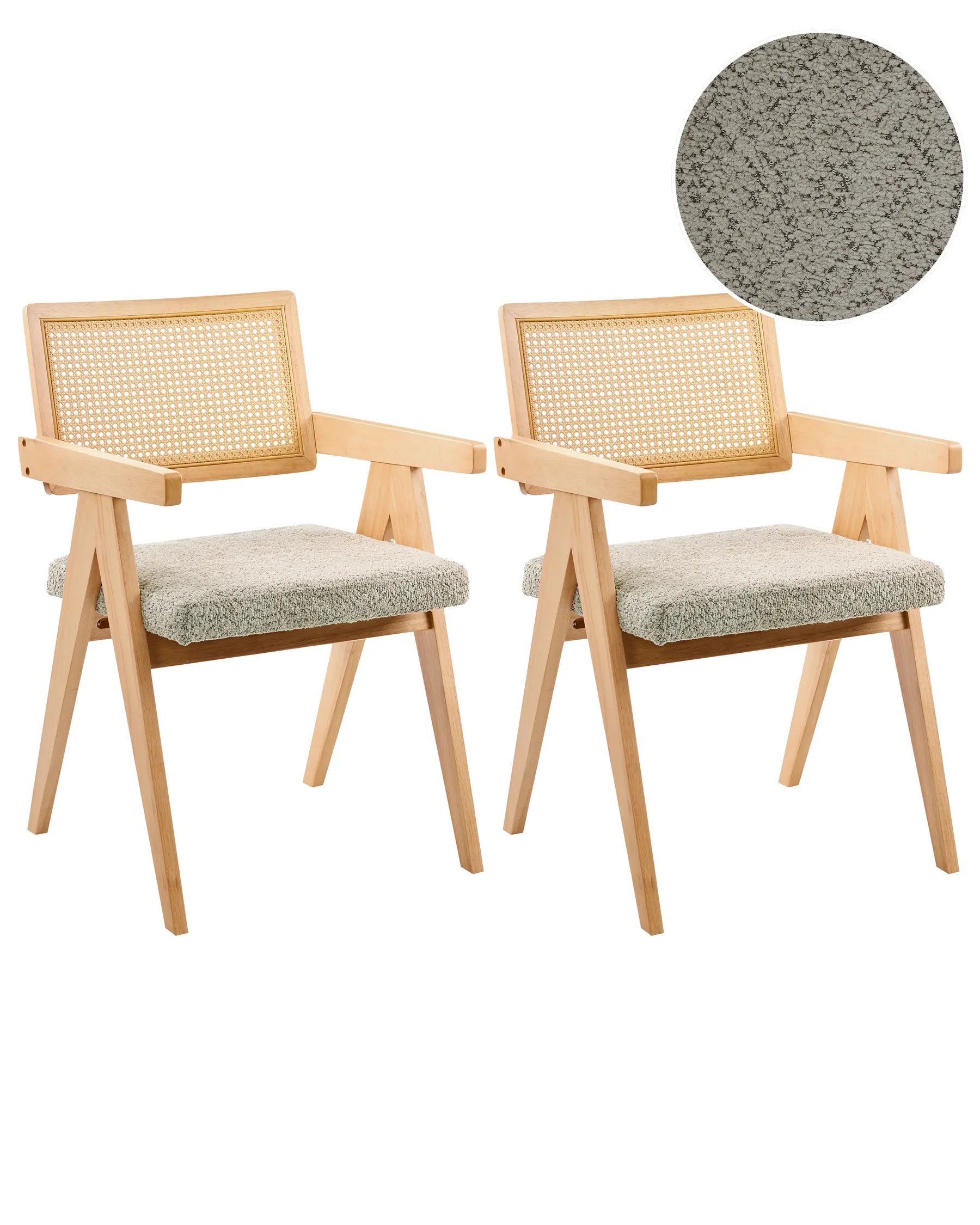 Set of 2 Dining Chairs AVA Wood Light Brown/ Taupe