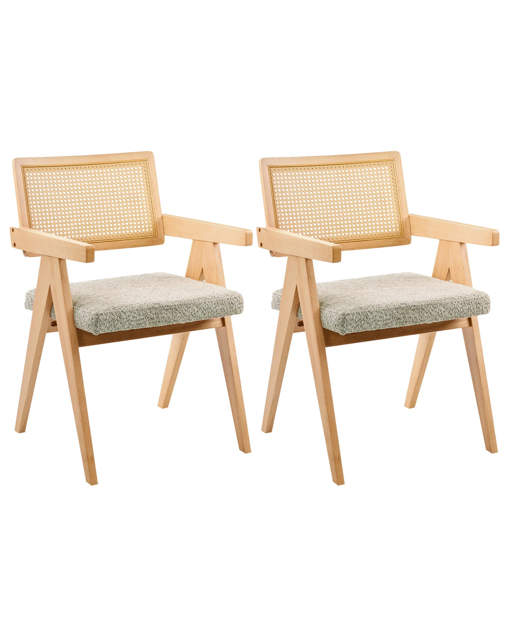Set of 2 Dining Chairs AVA Wood Light Brown/ Taupe