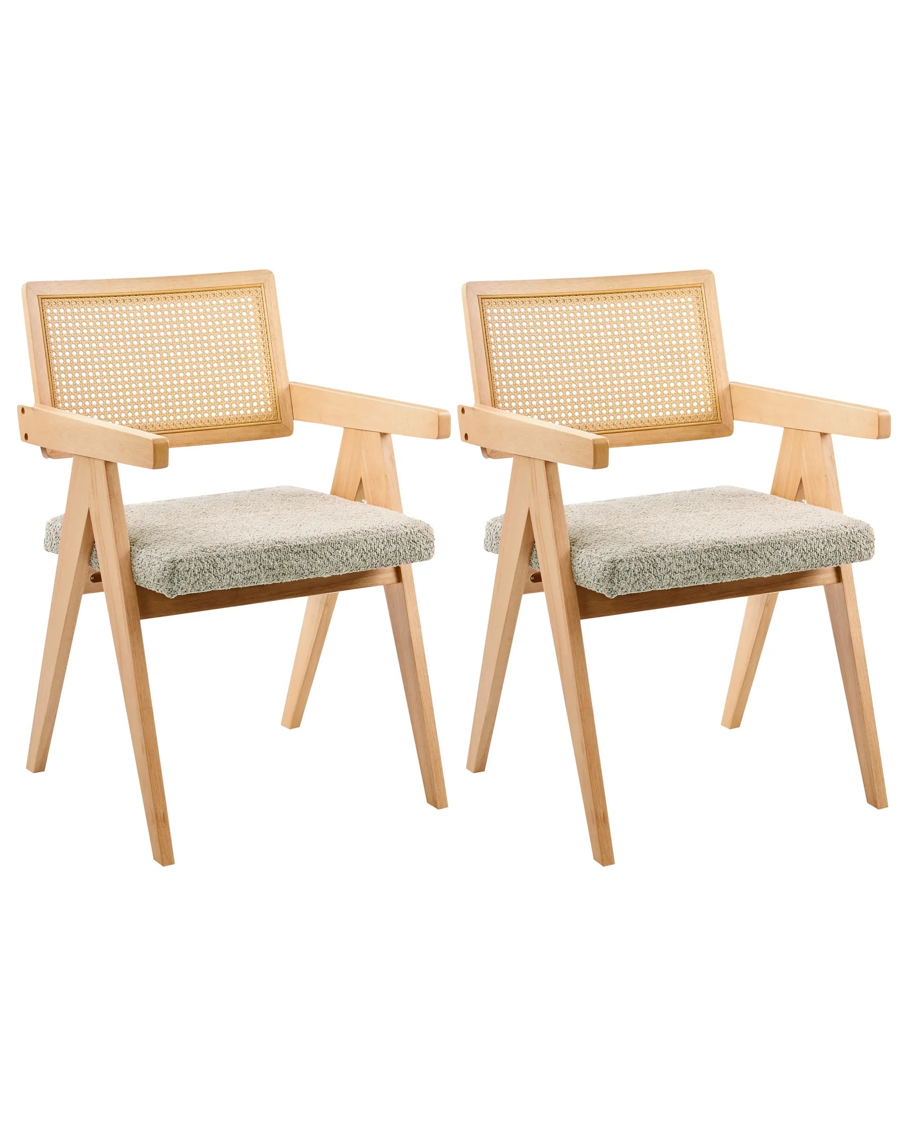 Set of 2 Dining Chairs AVA Wood Light Brown/ Taupe