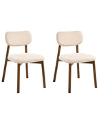 Set of 2 Dining Chairs MILLS Boucle Brown/ Light Beige