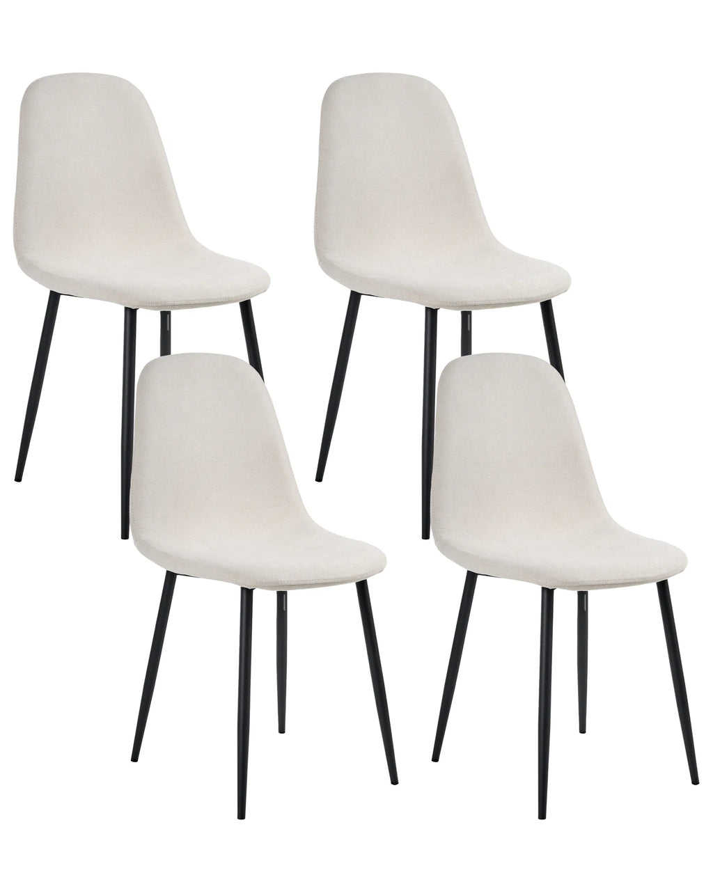 Set of 4 Dining Chairs CRANDALL Fabric Light Beige