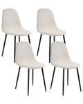 Set of 4 Dining Chairs CRANDALL Fabric Light Beige