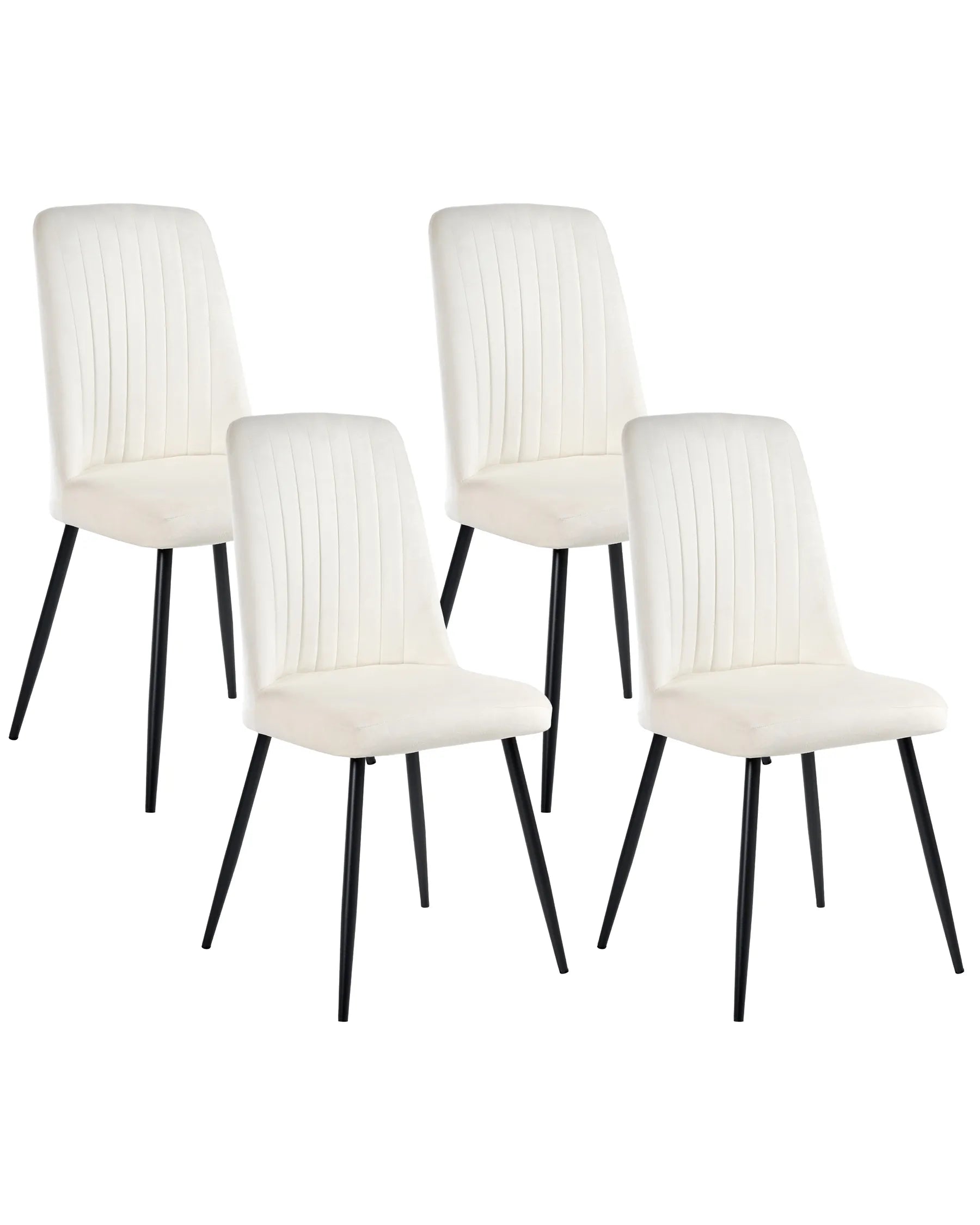 Set of 4 Dining Chairs KIRBY Velvet Off-White
