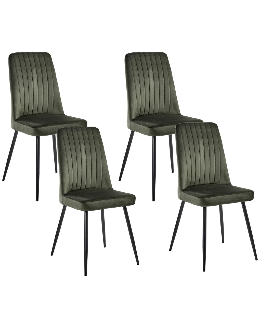 Set of 4 Dining Chairs KIRBY Velvet Dark Green